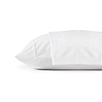 100% Cotton Percale Pillowcases Queen Size, White, 2 Pieces of Pillow Case, Crisp and Cool Strong Bed Linen, 20 inches X 30 inches