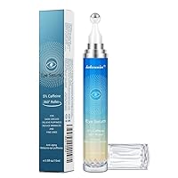 5% Caffeine Eye Serum and Under Eye Roller Cream for Puffy Eyes and Dark Circles, Eye Bags Treatment for Men and Women, 360° Massage Ball Reduce Wrinkles and Fine Lines 0.5 oz
