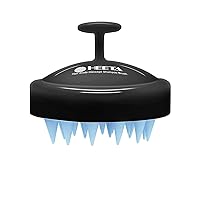 HEETA Scalp Massager Hair Growth, Scalp Scrubber with Soft Silicone Bristles for Hair Growth & Dandruff Removal, Hair Shampoo Brush for Scalp Exfoliator, Black Blue