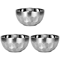 BESTOYARD Stainless Steel Serving Bowls 3pcs 304 Noodle Bowl Double Layer Child Stainless Steel Food Bowl
