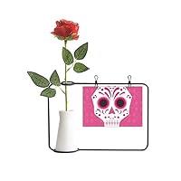 Beauty Gift Pink Eyes Skull Mexico National Culture Illustration Artificial Rose Flower Hanging Vases Decoration Bottle