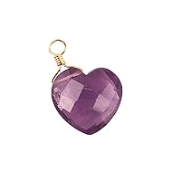 Guntaas Gems 10mm Heart Shaped Faceted Purple Amethyst Pendant Brass Gold Plated Wire Wrapped Healing Crystal Stone Charms DIY Pendant Connectors