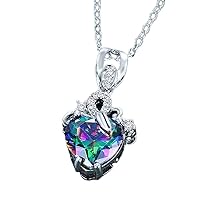 Mystic Fire Rainbow Topaz Heart Necklace