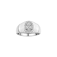 Rylos Men's Rings 14K White Gold Classic 7X5MM Oval Gemstone & Sparkling Diamond Designer Ring - Color Stone Birthstone Rings for Men, Sizes 8-13. Unique Men's Jewelry!