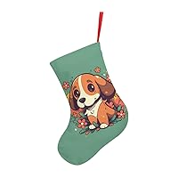 Retro Cute Beagle Dog 7.5 inches Mini Christmas Stocking Hanging Ornament Xmas Holiday Decoration Stocking - Gift Card Holder or Treat Bag, Children's Candy Christmas Socks