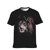 Mens Cool-Novelty T-Shirt Graphic-Tees Funny-Vintage Short-Sleeve Hip Hop: 3D Lion Print Couple Fashion Streetwear Mens Gift