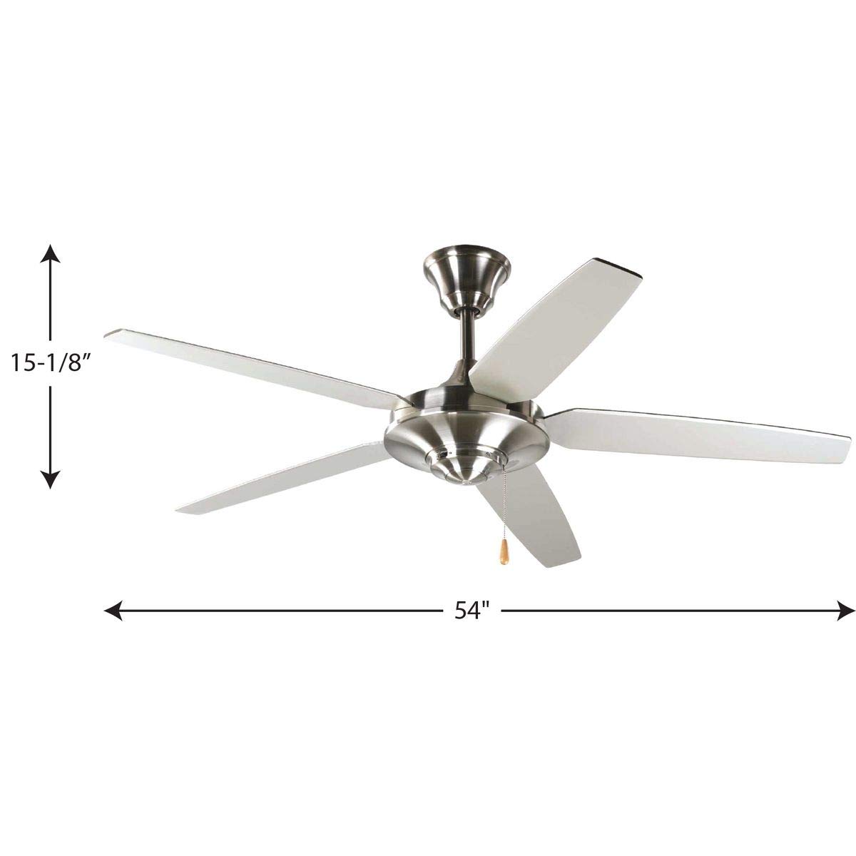 Progress Lighting P2530-09 54-Inch 5 Star Fan with Reversible Silver/Natural Cherry Blades, Brushed Nickel
