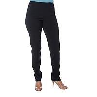 SLIM-SATION Women's Wide Band Regular Length Pull-on Straight Leg Pant with Tummy Control, Midnight, 18