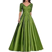 Mother of The Bride Dresses for Wedding Satin Lace Appliques Wedding Guest Dresses for Women