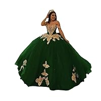 2024 Deep V Neck 3D Floral Handmade Flower Patterns Puffy Ball Gown Prom Evening Dress Off Shoulder