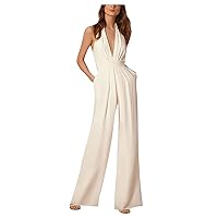 Women's Vacation Outfits Banquet Dress Jumpsuit Sexy Hanging Neck Trousers Summer Rompers 2023