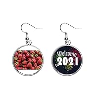 Fresh Strawberry Red Fruits Picture Ear Pendants Earring Jewelry 2021 Blessing