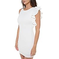 Women's Sleeveless Mini Cocktail Dress, One Shoulder Ruffle Bodycon Sexy Going Out Party, Spring Summer 2024
