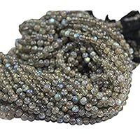 1 Strand Labradorite Round Ball Smooth 14'' Long Strand Gemstone Beads, Jewelry Supplies for Jewelry Making, Bulk Beads, for Meditation Jewellery for Reiki Healing Mystic Gemstone 4mm CHIK-STNRD-49612