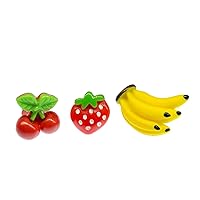 Set Of 3 Fruits Brooch Pin Button Fruit Sstrawberry Summer Banana Cherries