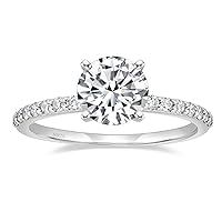 925 Sterling Silver 1.25 CT Round Solitaire Cubic Zirconia Engagement Ring Halo Promise Ring Size 3-13
