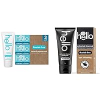 Hello Antiplaque Whitening Toothpaste (3 Pack) and Activated Charcoal Epic Teeth Whitening Toothpaste