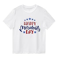 Boys Independence Day Shirt Boy's T Shirts Crewneck Letter Prints Tops Summer Casual Comfy Blouses