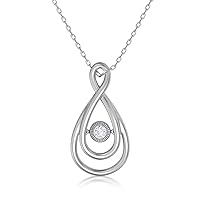 Dancing Diamond Necklaces for Women, Real Diamond Round or Heart Shape Necklace, Sterling Silver Necklace with 18 Inch Chain, Diamond Jewelry for Women (0.03-0.12 cttw)