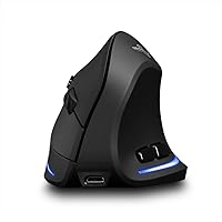Vertical Mouse Wireless, Attoe Right Handed 2.4GHz Wireless Ergonomic Rechargeable Vertical Mouse with 3 Adjustable DPI 1000/1600/2400, 6 Buttons,Compatible with PC, Desktop,Mac (Black)