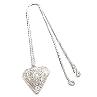NOVICA Handmade .925 Sterling Silver Filigree Necklace Heart Shaped Pendant Peru 'in My Heart'