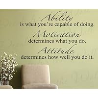 Ability is What You're Capable of Doing Motivation Attitude - Inspirational Motivational Inspiring - Vinyl Wall Decal Decoration, Quote Lettering Decor, Saying Sticker Art