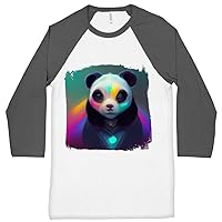 Panda Baseball T-Shirt - Animal Face T-Shirt - Iridescent Tee Shirt