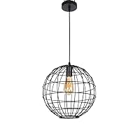 Simple Industrial Metal Pendant Light Spherical Rustic Hanging Cage Globe Ceiling Light Fixture E27/E26 Simple Lighting Iron Loft Lamp Indoor Bar Cafe Fitting for Kitchen Foyer Hallway Entryway