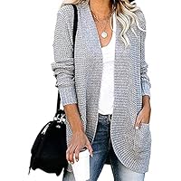RMXEi Women's Casual Sweater Solid Color Mid-Length Long-Sleeved Sweater Coat Women