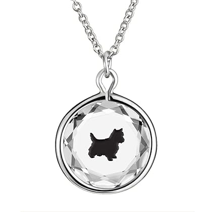 LovePendants Engraved and Enameled Swarovski Crystal Yorkie Pendant/Necklace in Sterling Silver