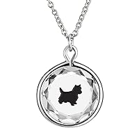 Engraved and Enameled Swarovski Crystal Yorkie Pendant/Necklace in Sterling Silver