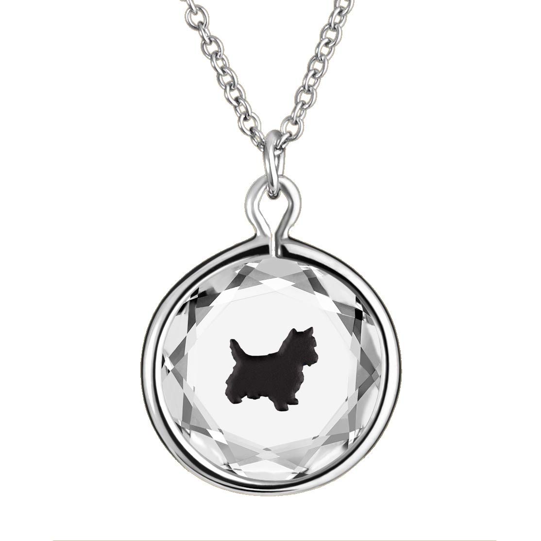 LovePendants Engraved and Enameled Swarovski Crystal Yorkie Pendant/Necklace in Sterling Silver