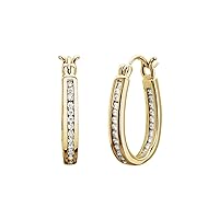 14k Yellow Gold 1/3 CTW Natural Diamond Inside-Outside Hinged 13.7 mm Hoop Earrings Gift for Mothers Day