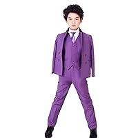 Boys' 3 Pieces Slim Fit Wedding Suit Double Breasted Jacket Waistcoat Trousers