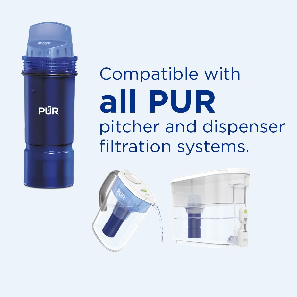 PUR PLUS Water Pitcher & Dispenser Replacement Filter 3-Pack, Genuine PUR Filter, 3-in-1 Powerful Filtration for More Chemical & Physical Substance Reduction, 6-Month Value, Blue (CRF950Z3)