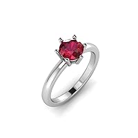 GEMHUB Lab Created Grade AA Red Ruby 14k White Gold 0.5 CT Round Solitaire Unique Womens Ring Size 4 5 6 7 8 21