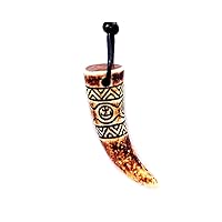Natural Handcarved Brown Resin Figurine Pendant Adjustable Necklace - Unisex Fashion Handmade Tribal Jewelry Surfer Accessories