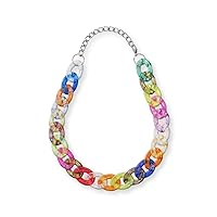 Soul-Cats Statement Choker Necklace Colourful Huge Oversized Curb Chain Link Chain Vintage