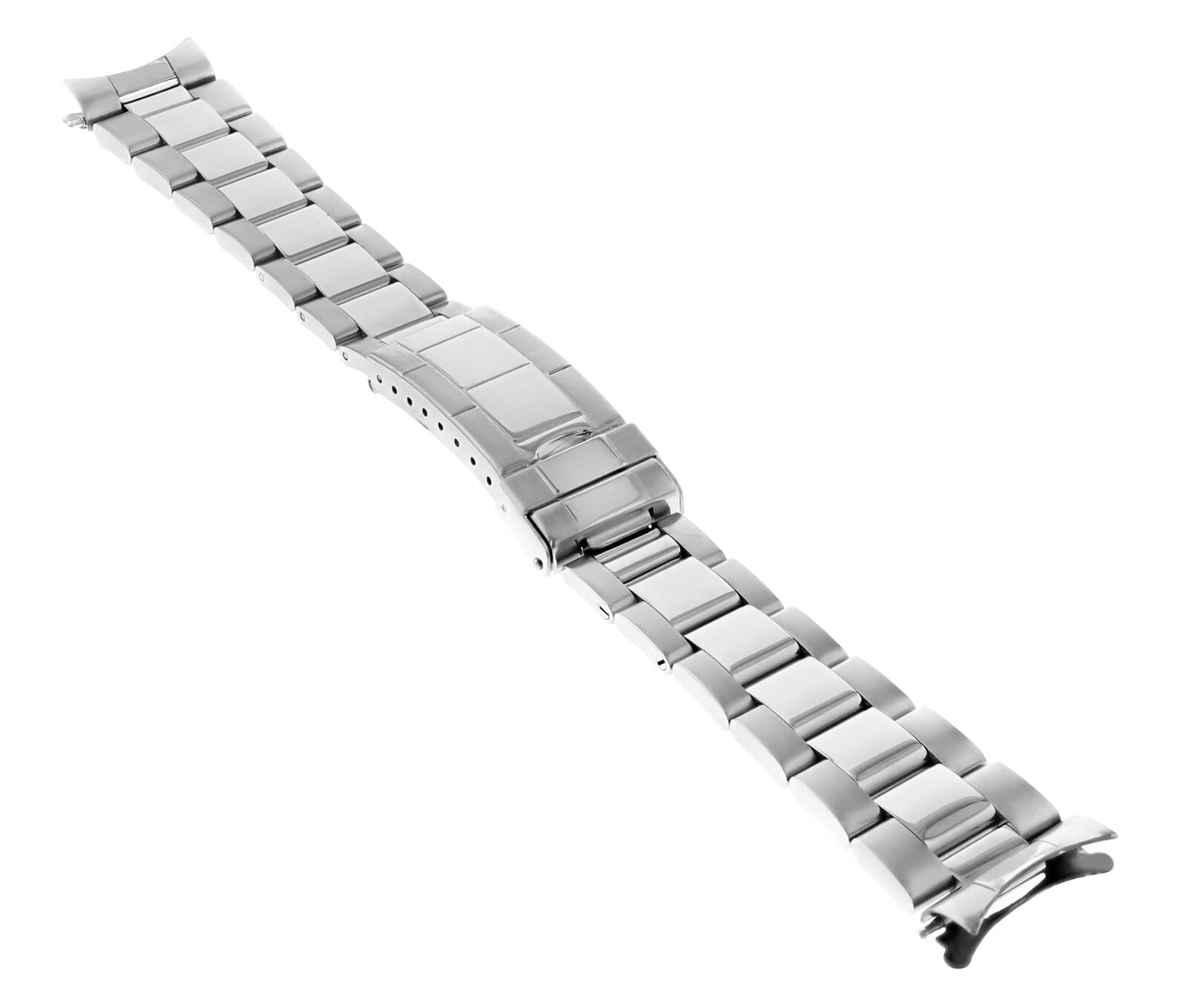 Ewatchparts 20MM OYSTER WATCH BAND BRACELET COMPATIBLE WITH ROLEX SUBMARINER SHINY CENTER FLIP LOCK TQ Silver