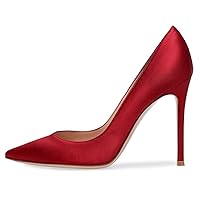 Womens Satin Heels Pointed Toe Pumps Closed Toe High Heels Stiletto Comfortable Business Heels 4.7Inch Wedding Party Dress Shoes
