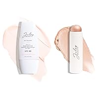 Protect and Blush: No Excuses SPF 40 Clear Invisible Facial Sunscreen & Skip The Brush Cream to Powder Blush Stick- Sheer Glow- 2-in-1 Blush and Lip Makeup Stick