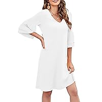 Women Summer Dresses Ruffle Layered Half Sleeve Casual Dress Fashion Comfy Swing Solid/Print Knee Length Beach Dress