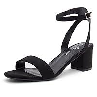 Shoe Land Womens SL-Amaya Low Heels Open Toe Chunky Block Short Heeled Sandals Dressy Ankle Strappy Heels for Daily Work Prom Wedding
