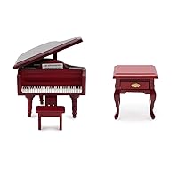 Miniature Piano for Dollhouse & Miniature End Table Vintage Living Room Scene Bedroom Bedsides House Model Decoration