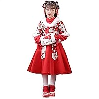 Autumn and Winter Girls' Hanfu Suits,New Chinese Style New Year's Clothing,Girl's Flower Embroidered Tang Suit.