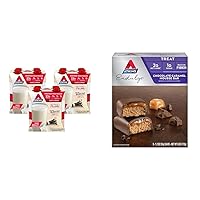 Atkins Vanilla Cream 23g Protein Meal Shake, Chocolate Caramel Mousse Bars 5 Count Bundle