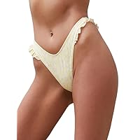 PacSun Women's Eco Yellow Rita Ruffle Scoop High Cut Bikini Bottom
