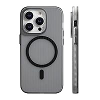 Corrugated Pattern Magnetic Wireless Charge Case for iPhone 15 14 13 Pro Max Non-Slip Bumper Hard PC Matte Cover,Gray,for iPhone 14