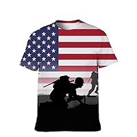 Unisex USA American Novelty T-Shirt Graphic-Colors Short-Sleeve Casual Crewneck: Performance Comfort Soft 3D Hipster Tee