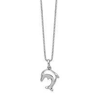 925 Sterling Silver Polished Spring Ring White Ice .02ct. Diamond Dolphin Necklace 18 Inch Measures 15mm Wide Jewelry for Women
